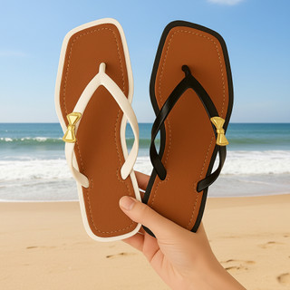 Chinelo Feminino Confortável Laço Dourado Design Delicado Para Quem Ama Estilo e Praticidade