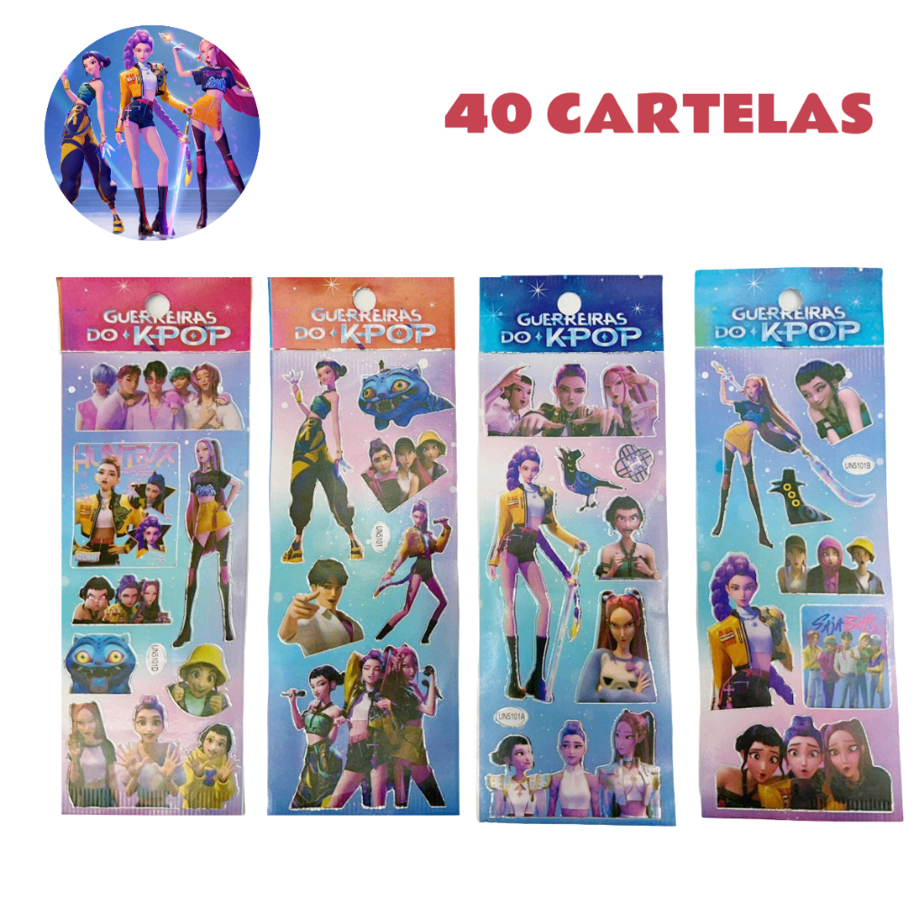 Cartelas Guerreiras do KPOP Adesivos Lembrancinha Escola Opção com 10, 20, 30 ou 40 Cartelas Adesivos em Oferta na Shopee
