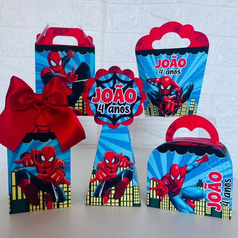 caixinha pegue e monte Homem Aranha, kit personalizados Homem Aranha, Festa Homem Aranha