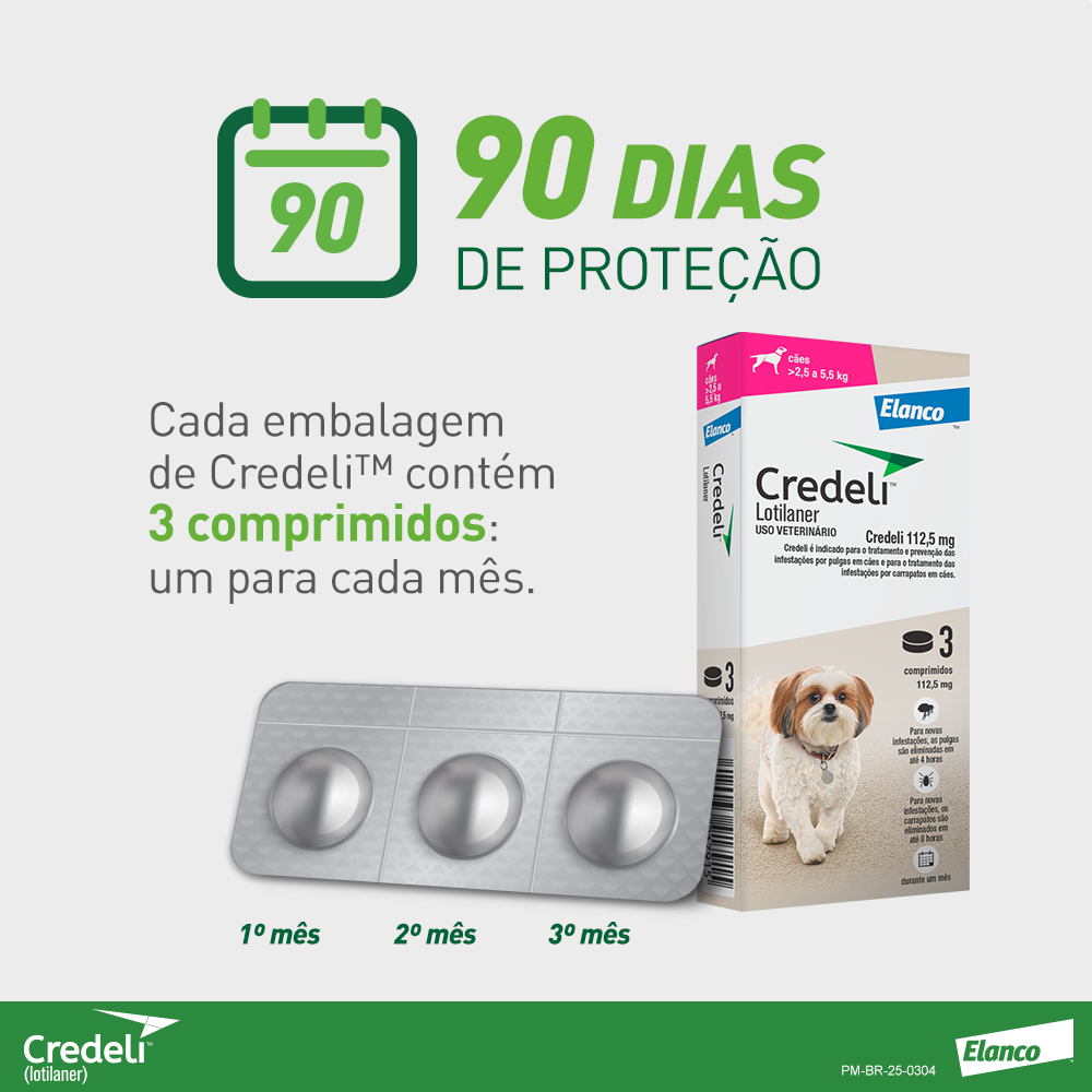 Credeli Antipulgas E Carrapatos Caes 2,5 A 5,5kg C/3 Comprimidos
