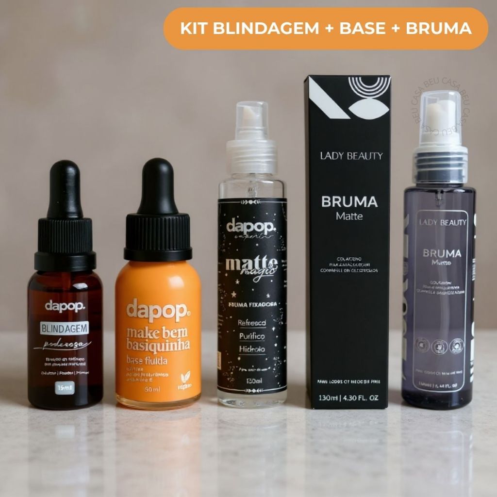 Kit Blindagem Poderosa Dapop Base Make Bem Basiquinha Dapop Bruma Fixadora em Oferta na Shopee