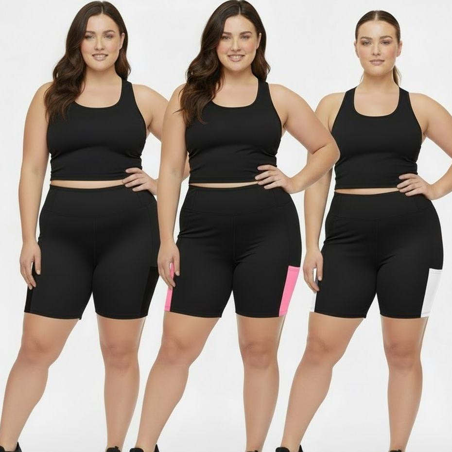 Shorts Plus Size Premium com Bolso | Zero Transparência Premium em Oferta na Shopee