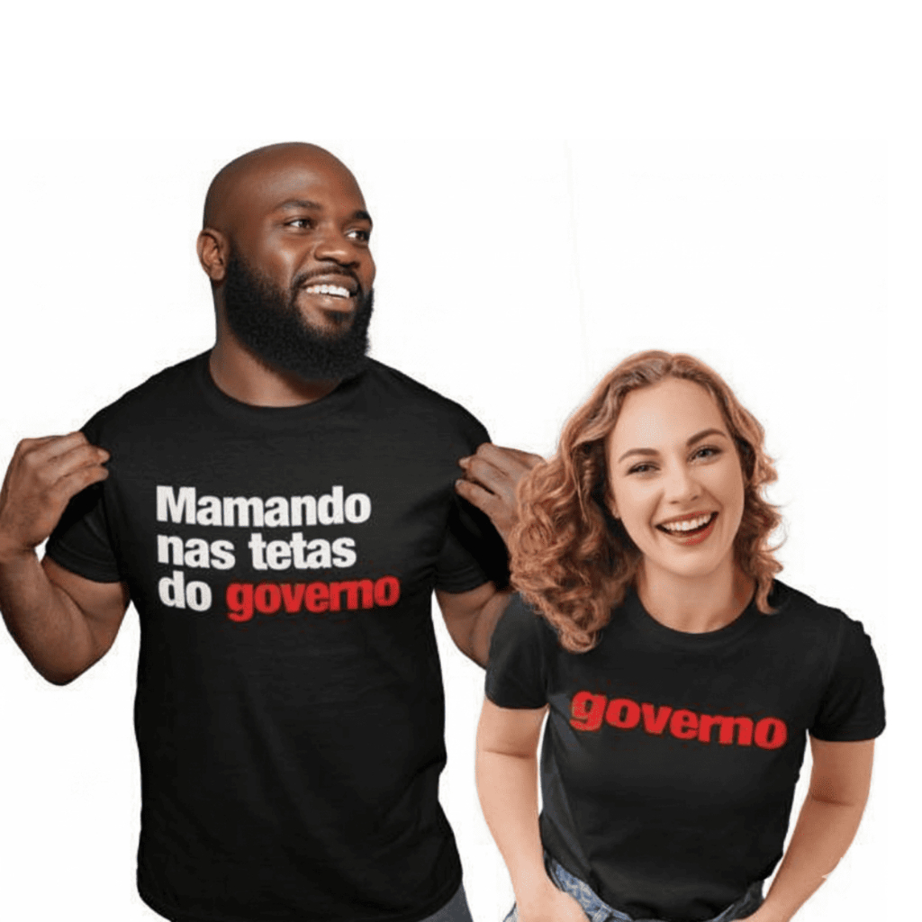 Conjunto Casal Namorados Engraçado Meme Duas Camisetas Estampadas "governo" Ele/Ela Kit casal
