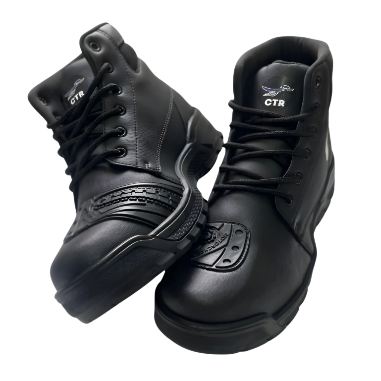 Bota Coturno Motoqueiro em Couro com Biqueira de Proteção em Oferta na Shopee