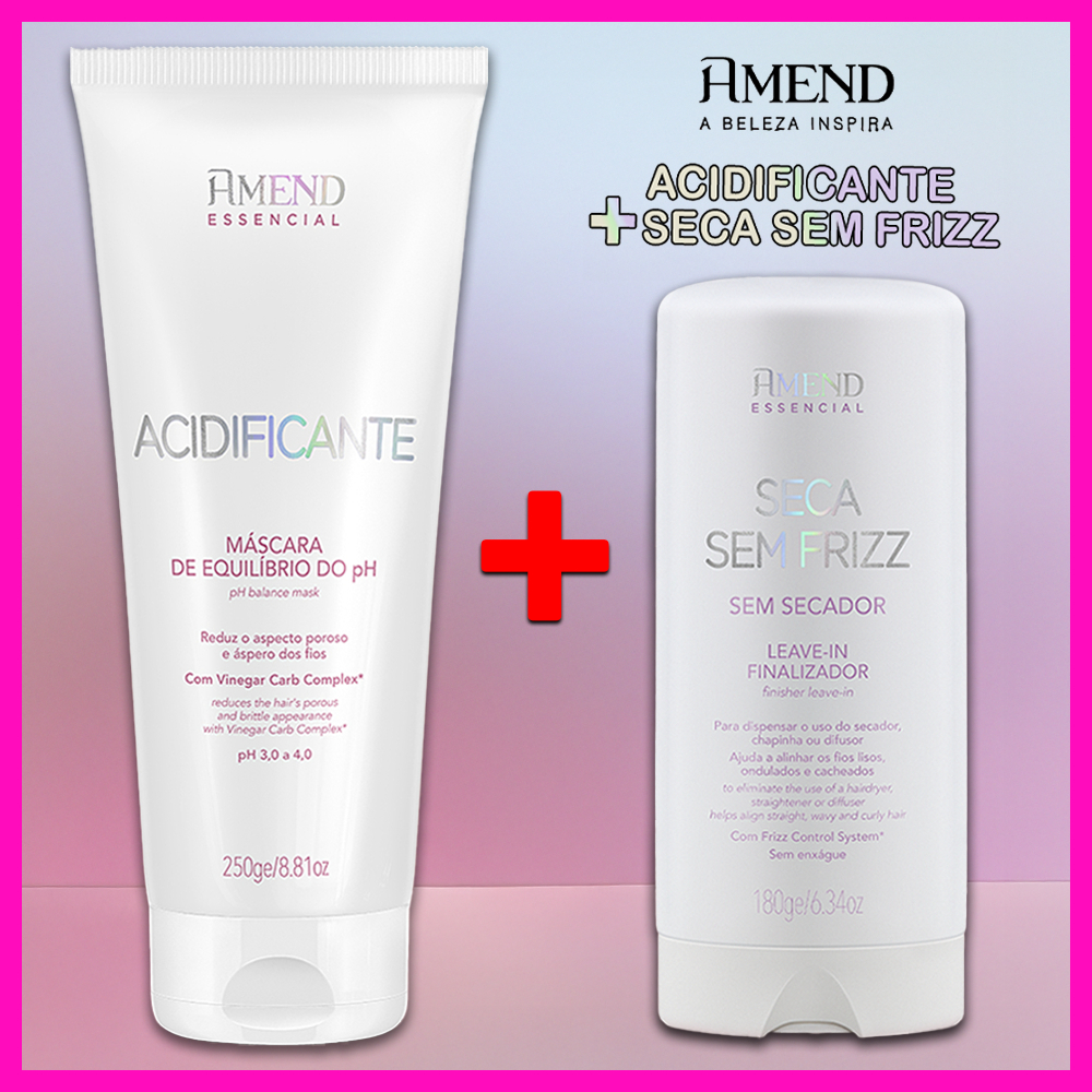 Amend Kit Leave In Seca Sem Frizz 180ml + Acidificante Máscara Equilíbrio do PH 250g (2 Produtos)