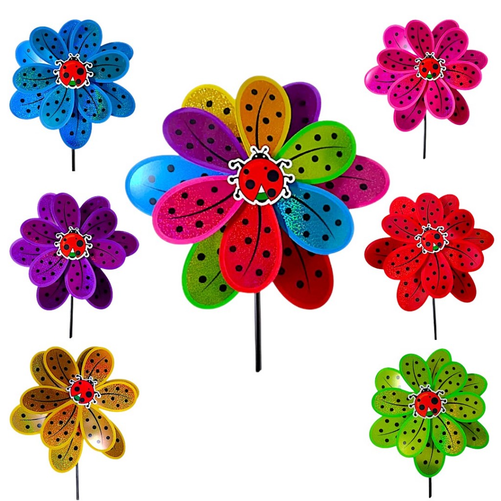 Catavento Joaninha Grande 75 cm Jardim 2 Camada Decoração em Oferta na Shopee