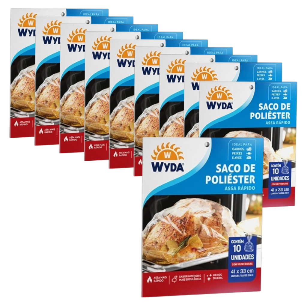 Kit Com 100 Sacos Para Assar Em Poliéster Assa Rápido Pratico Wyda Churrasqueira Forno Fogão Cozinha