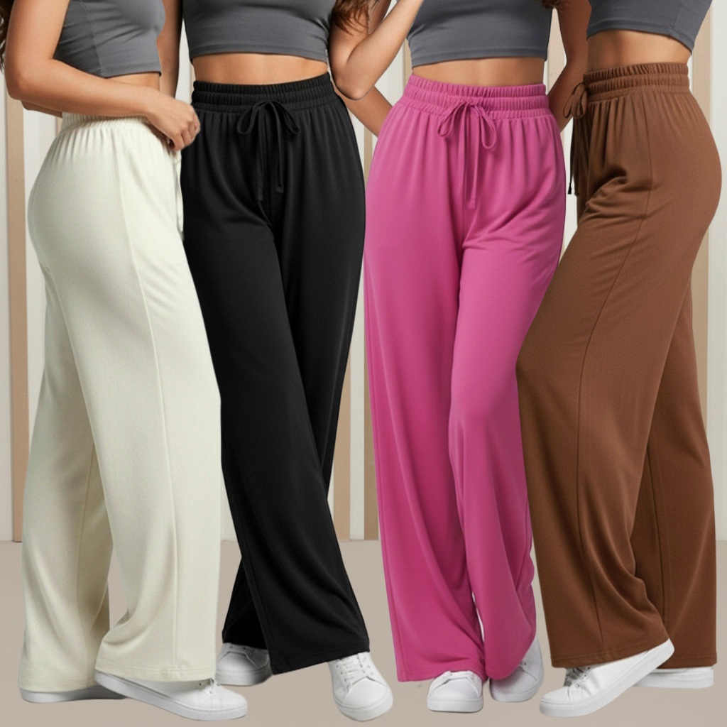 Calça Moletinho Pantalona Casual Moda Feminina Versátil Promoção Quente Wide Leg Premium em Oferta na Shopee