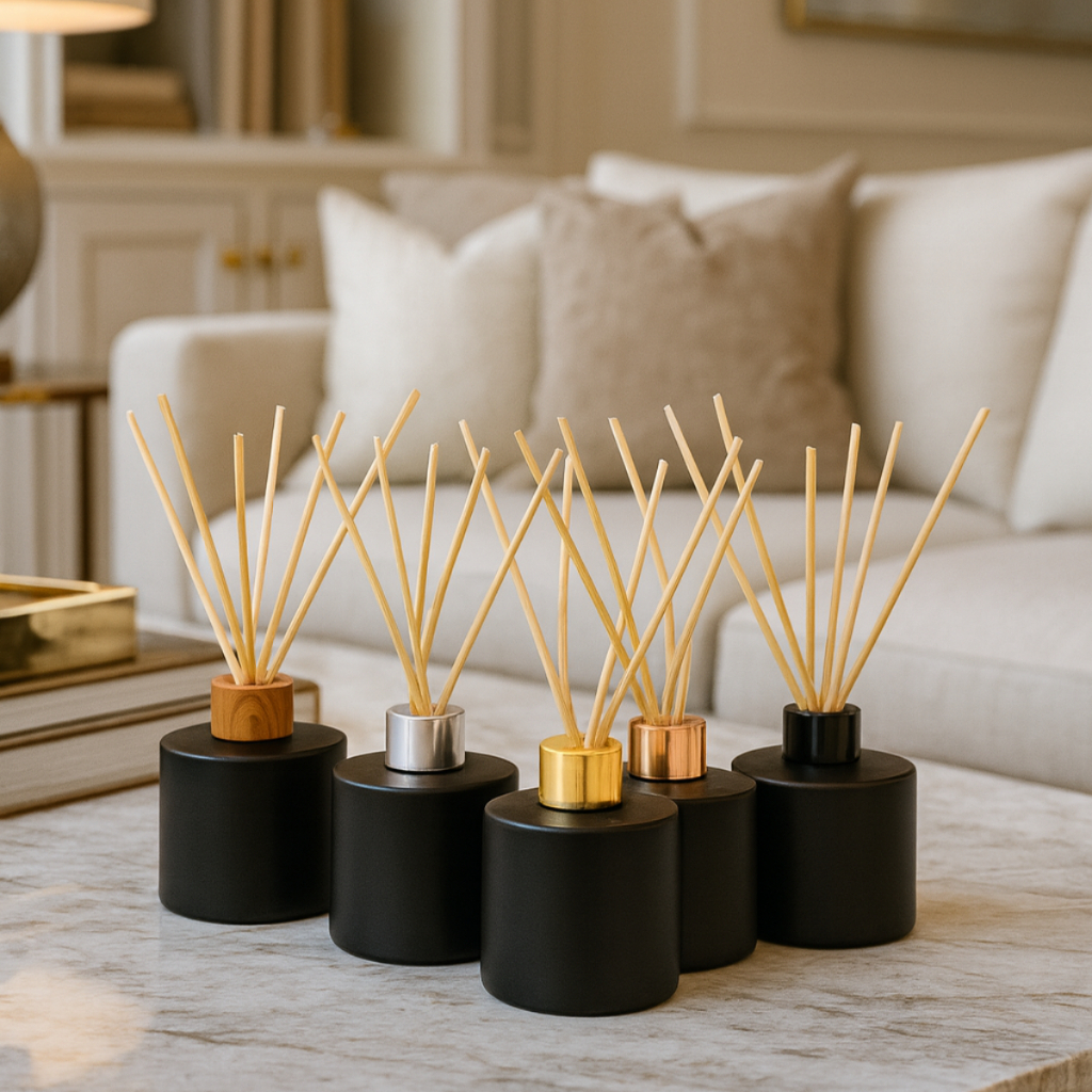 Kit 5 Frasco Difusor Preto Fosco Abaulado Aromatizador de Ambiente De 200ml com Tampa Luxo em Oferta na Shopee