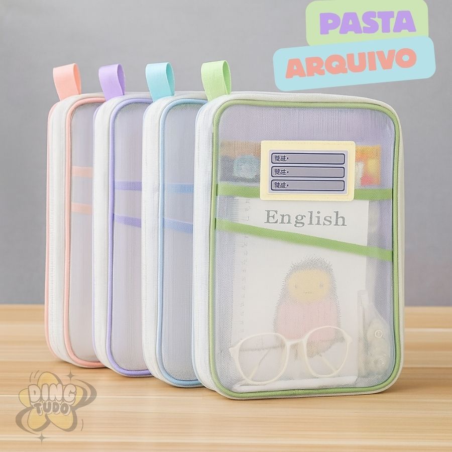 Pasta Arquivo Transparente Com Zíper E Divisórias De Malha Nylon Boa Capacidade Portátil em Oferta na Shopee