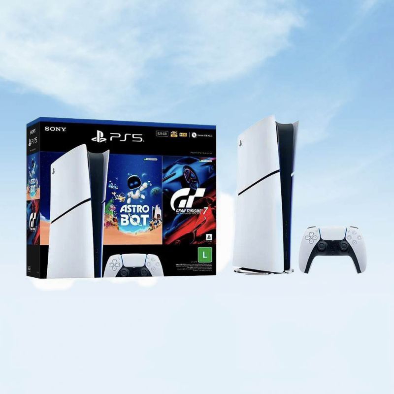 5 Slim Versão Digital 825GB - LEIA A DESCRIÇÃO – Com 2 jogos: ASTRO BOT e Gran Turismo 7