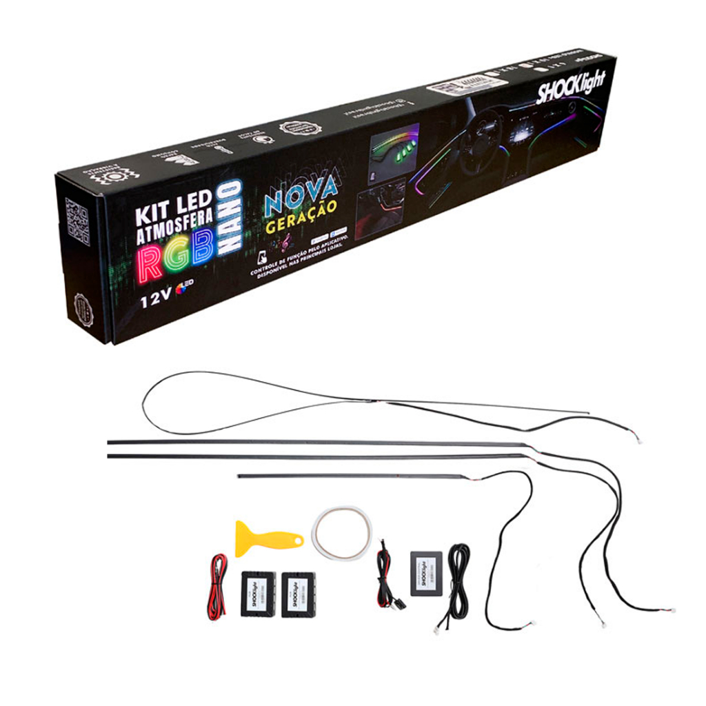 Kit Fita Led Luz Interna Painel Atmosfera Nano Neon Rgb 4x1 Branco