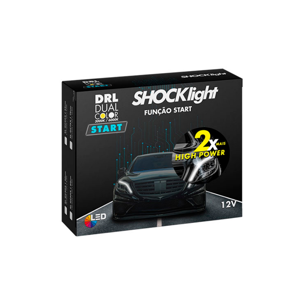 Fita Drl Dual Color Hp 75cm 3000k/6000k 12v 10,8w 180 Leds Drl Preto Dual Color (3000k/6000k)