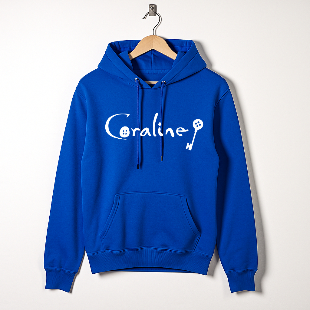 Moletom Coraline Chave Infantil 08 ao 16 Mundo Secreto Desenho Blusa Canguru Algodão Masculina Feminina Unissex