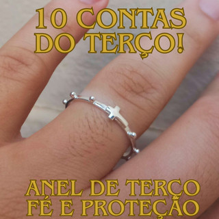 Anel de Terço em Prata 950 Polida Católico Anel Religioso Anel de Oração para devotos anel masculino anel feminino