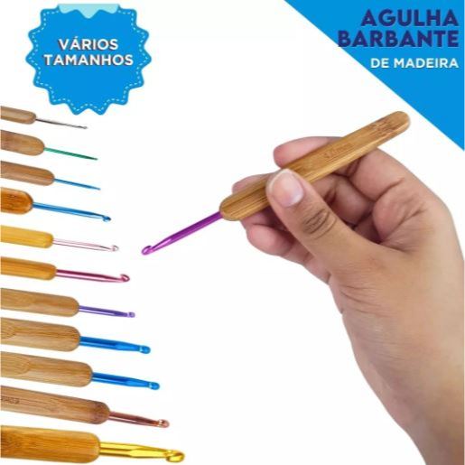 Agulha De Crochê Com Cabo Em Madeira  - 01 Unidade - Tamanhos Variados