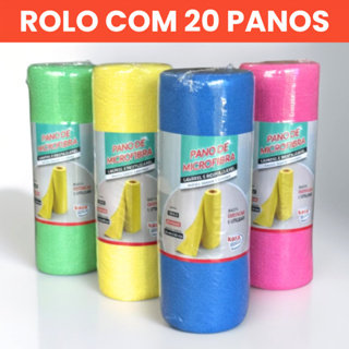 Rolo de Pano de Microfibra 25x25cm Reutilizável 20 Folhas – Cores Sortidas em Oferta na Shopee