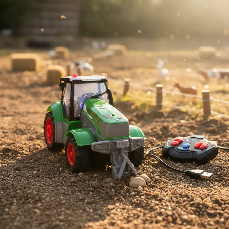 Carrinho Trator Recarregável De Controle Remoto Fazendinha Agricultor Brinquedo Infantil Guedes