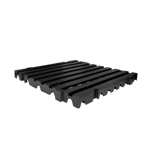 KIT 4 pçs Estrado Plástico 50x50, Palete Plástico 50x50, Deck Plástico, Piso Plástico Preto Modular Antiderrapante Preto