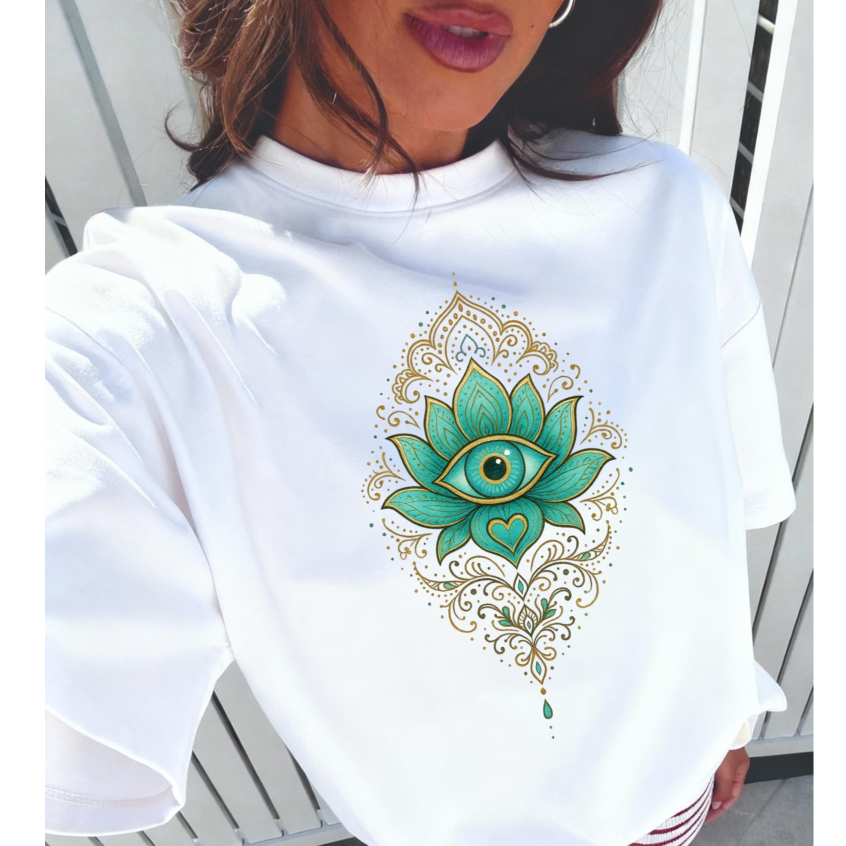Camiseta Camisa blusa T-shirt Feminina Olho grego proteçao 100%Algodão estilosas confortavel ocasião