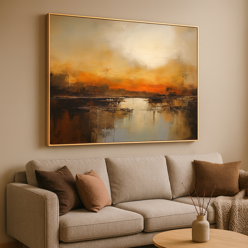 Quadro Decorativo Grande Com Moldura 80x120 cm Para Sala Quarto Moderno Paisagem Abstrata em Oferta na Shopee