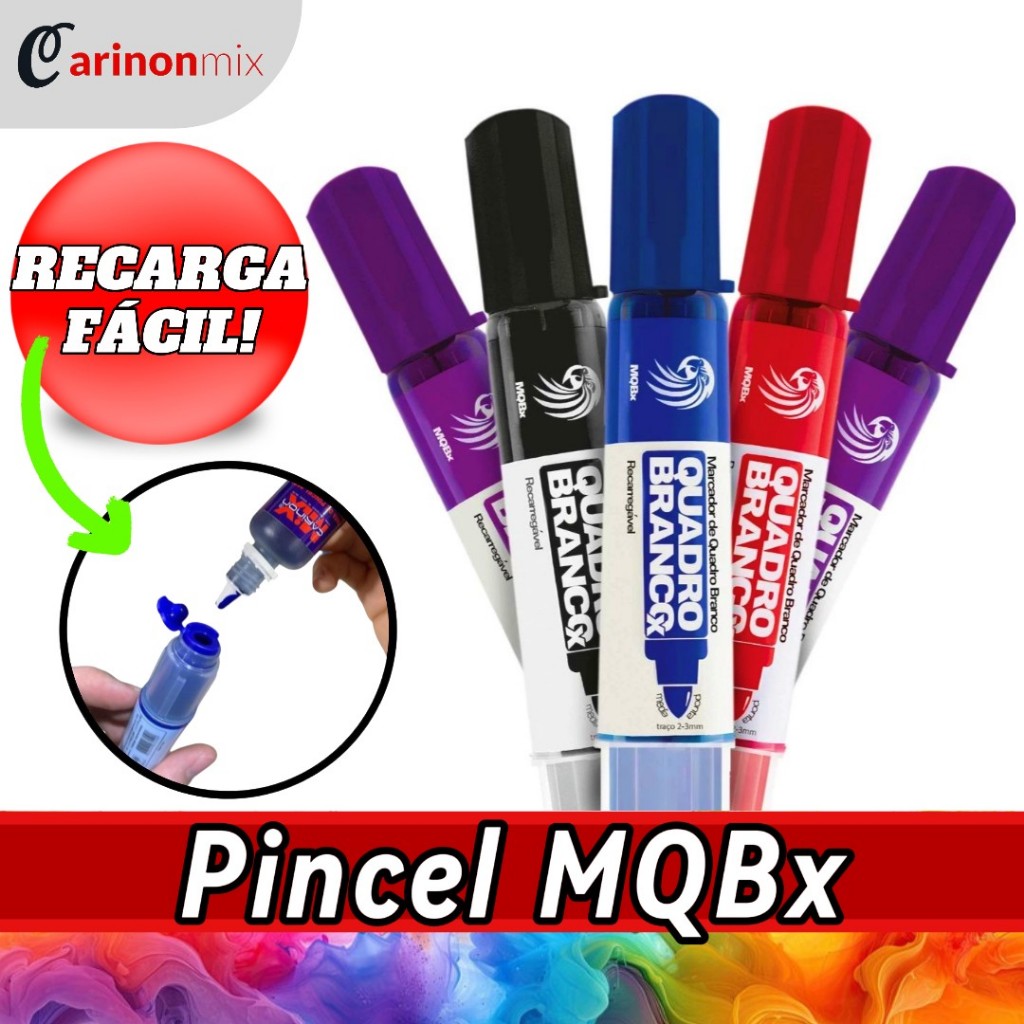 Pincel marcador recarregável para quadro branco MQBx - Fácil de recarregar! em Oferta na Shopee
