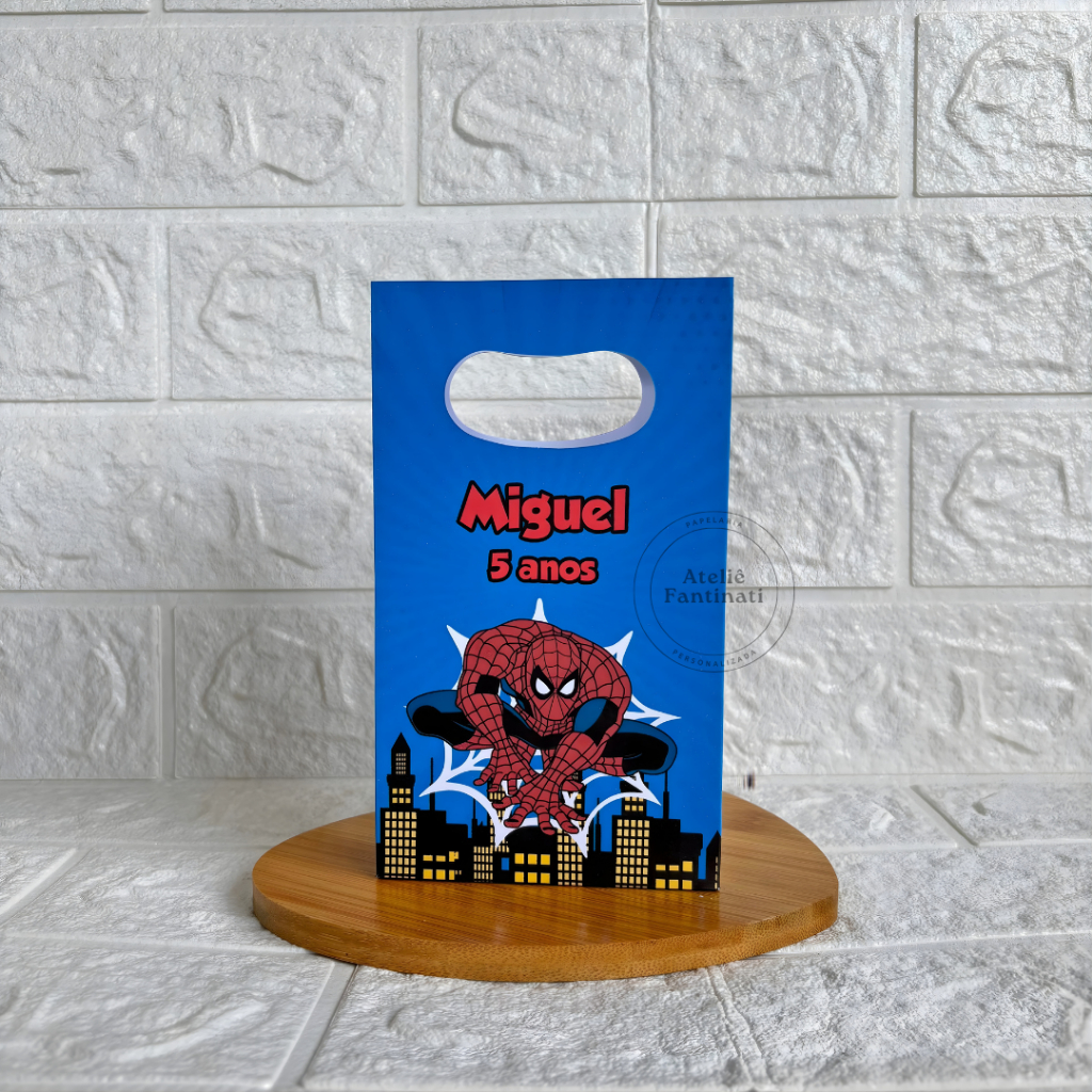 PEGUE E MONTE - Sacolinha Surpresa Personalizada Homem Aranha - Tamanho PP - Festa Infantil - Aniversário – Lembrancinha