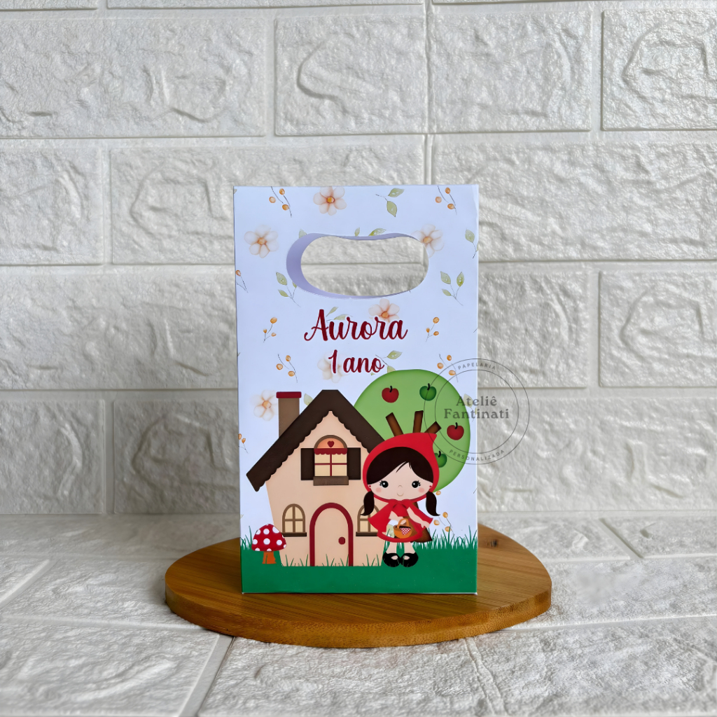 PEGUE E MONTE-Sacolinha Surpresa Personalizada Chapeuzinho Vermelho - Tamanho PP-Festa Infantil-Aniversário–Lembrancinha