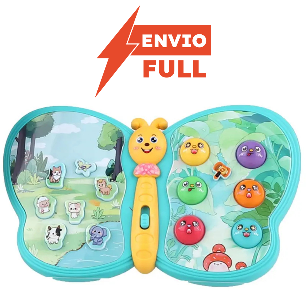 Borboleta Musical Educativa - Diversos Sons Luzes - 14 Botões Interativos - Embalagem - 18cm Inmetro em Oferta na Shopee
