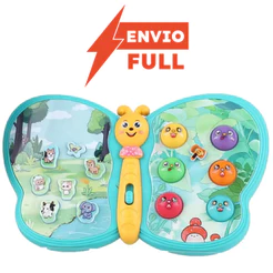 Borboleta Musical Educativa - Diversos Sons Luzes - 14 Botões Interativos - Embalagem - 18cm Inmetro