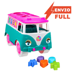 Kombi Brinquedo Educativo De Menina - Para Desenvolvimento Pedagógico Infantil - 6 pc de Encaixar - Certificado Inmetro