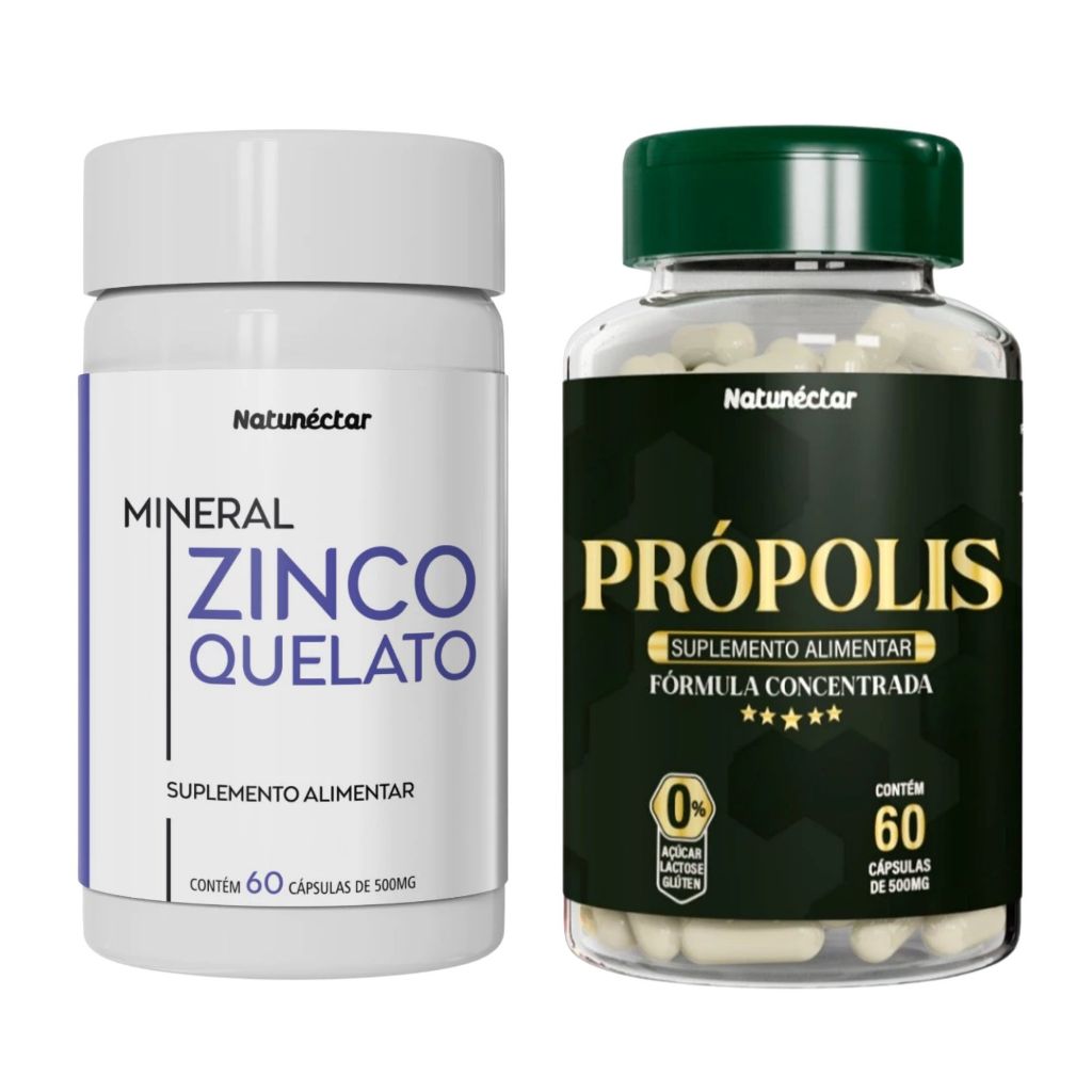 Zinco Quelato 60 cápsulas + Própolis 60 cápsulas