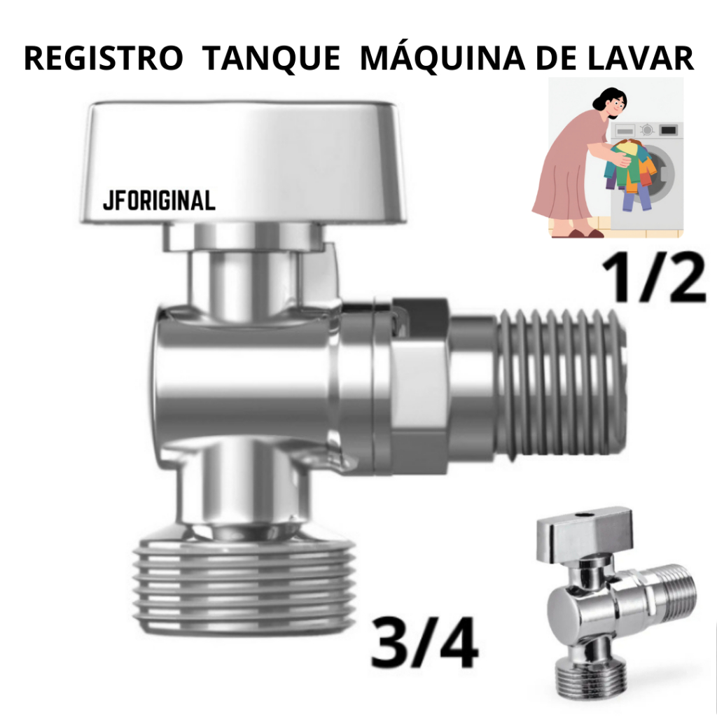 Torneira Registro Maquina Lavar Roupa, Lavar Louca, purificador, Jardim 1/2 x 3/4 em Oferta na Shopee