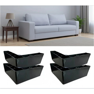 Kit com 4 Pés Cantoneira de 5cm Marom/ Preto  Ideal para Sofá e Móveis, Acompanha Parafusos para Instalação Rápida