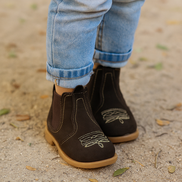 Botina Infantil Masculina Couro Legítimo Para Rodeio e Passeio