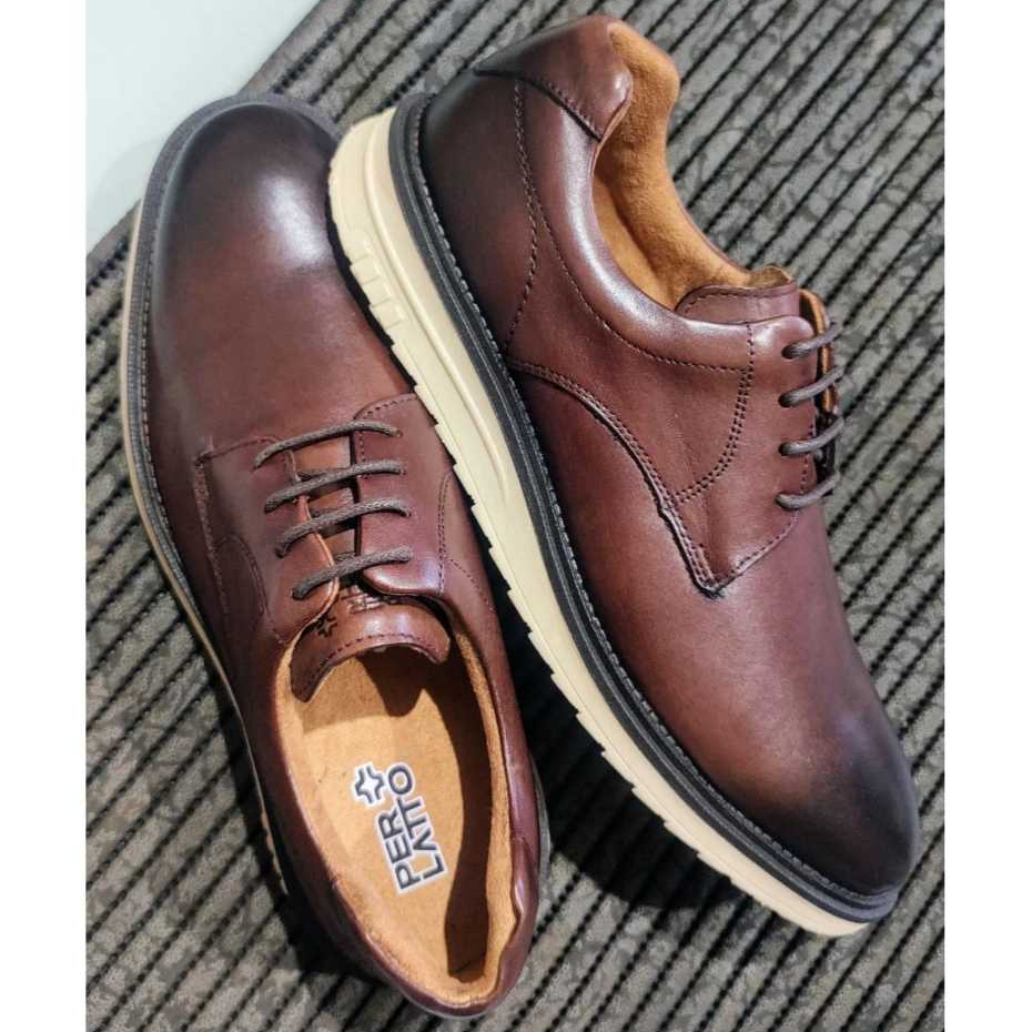 Sapato Masculino Couro Legítimo Pinhão Perlatto Cambridge CBG004 – Social Casual Elegante