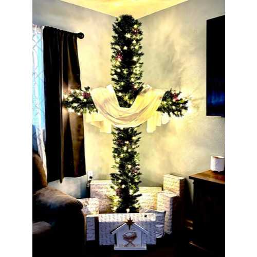 CRUZ NATALINA COMPLETA + ENFEITES ILUMINANDO SEU NATAL  AMOR E ESPERANÇA