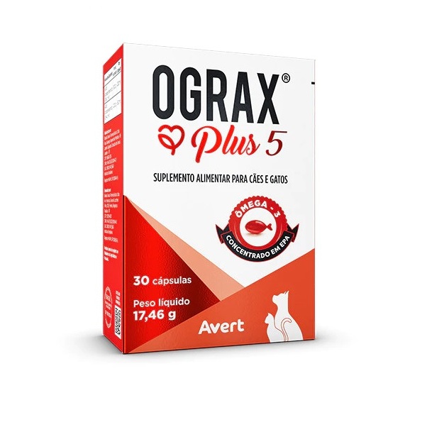 Ograx Plus 5 30 Cápsulas - Suplemento Alimentar para Cães e Gatos em Oferta na Shopee