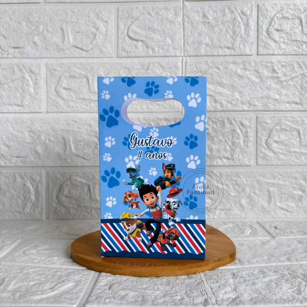PEGUE E MONTE - Sacolinha Surpresa Personalizada Patrulha Canina Menino - Tamanho PP -Festa - Aniversário–Lembrancinha