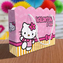 Sacolinha Hello Kitty Ondulada Personalizada Festa Lembrancinha Kit Festa Sacola