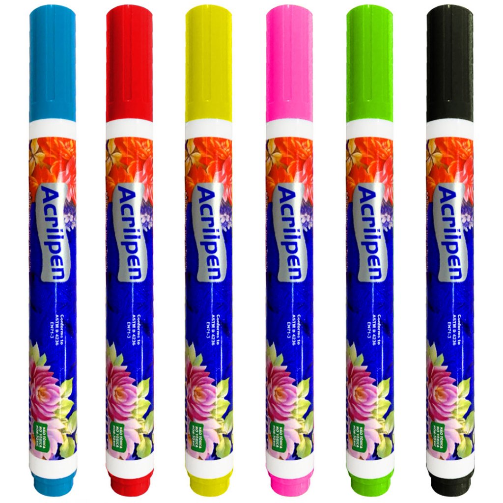 Kit 3 Canetas Acrilpen Acrilex – Caneta para Tecido Permanente