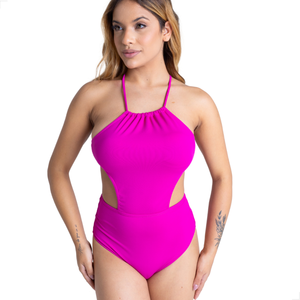 Maiô Feminino Com Bojo Engana Mamãe Moda Praia Body Modelado Rosa Fucsia - Verão 2025