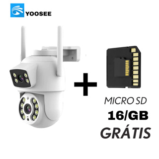 KIT Câmera De Segurança Lente Dupla IP66 Wi-Fi 360° Sensor Movimento Visão Noturna+MICROSD 16GB em Oferta na Shopee