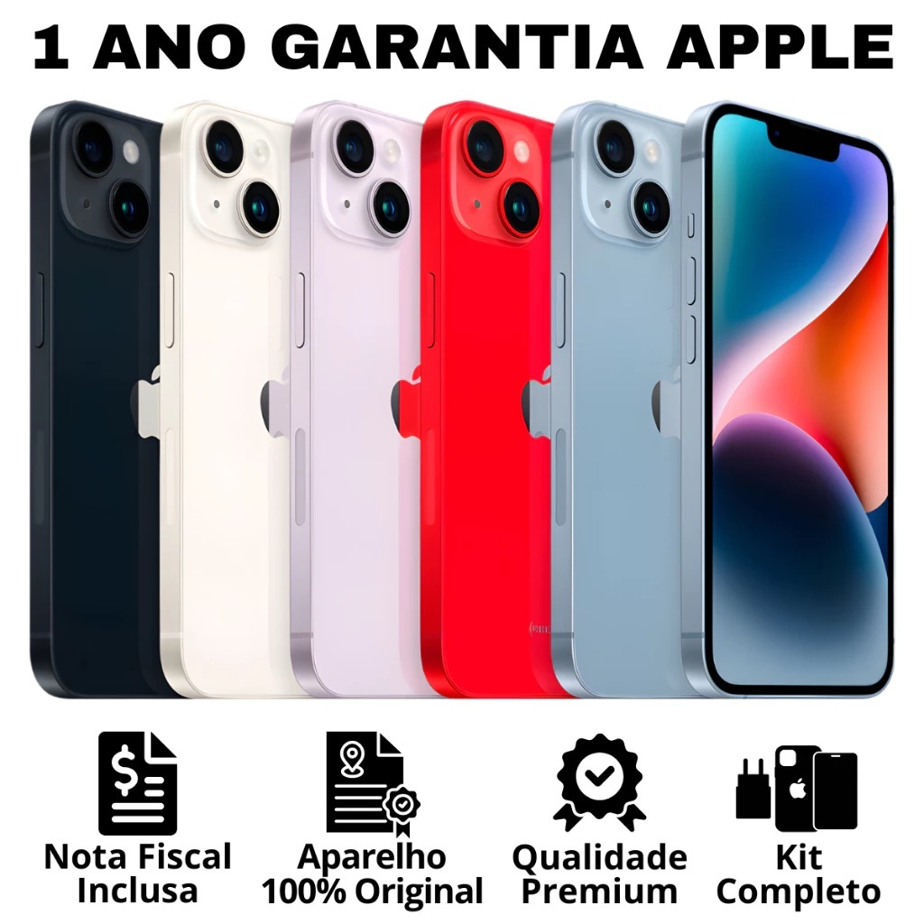Celular iPhone 14 128GB Original Novo Lacrado com Garantia Apple de 1 ano