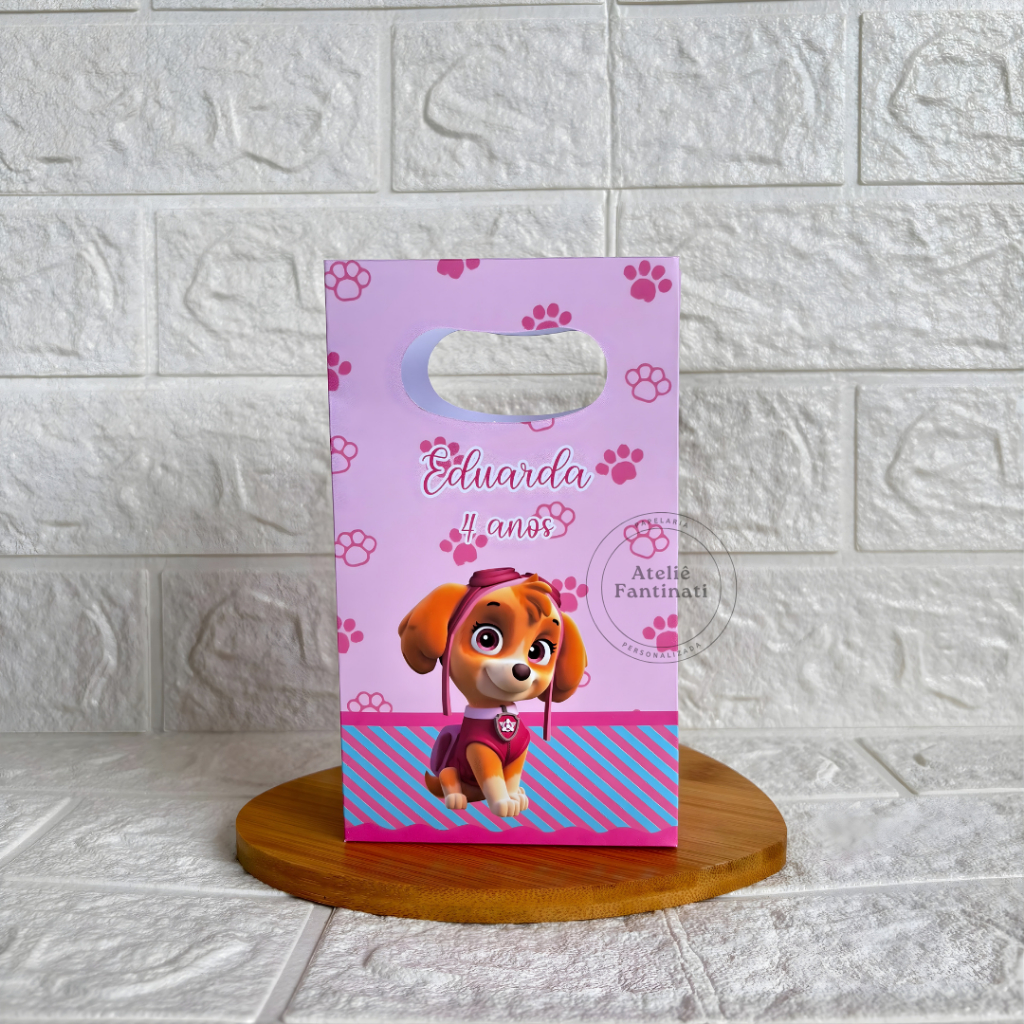 PEGUE E MONTE - Sacolinha Surpresa Personalizada Patrulha Canina Menina -Tamanho PP-Festa -Aniversário–Lembrancinha