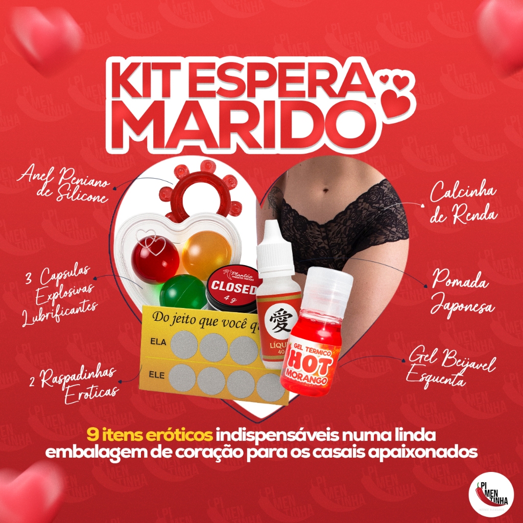 KIT ESPERA MARIDO - 9 ITENS - Pomada, Bolinha, Anel peniano, Gel beijável - Sensações - Sex Shop em Oferta na Shopee