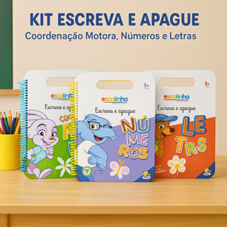 Livro Escreva e Apague – Coordenação Motora, Números e Letras (3 Livros no kit ou individual) em Oferta na Shopee