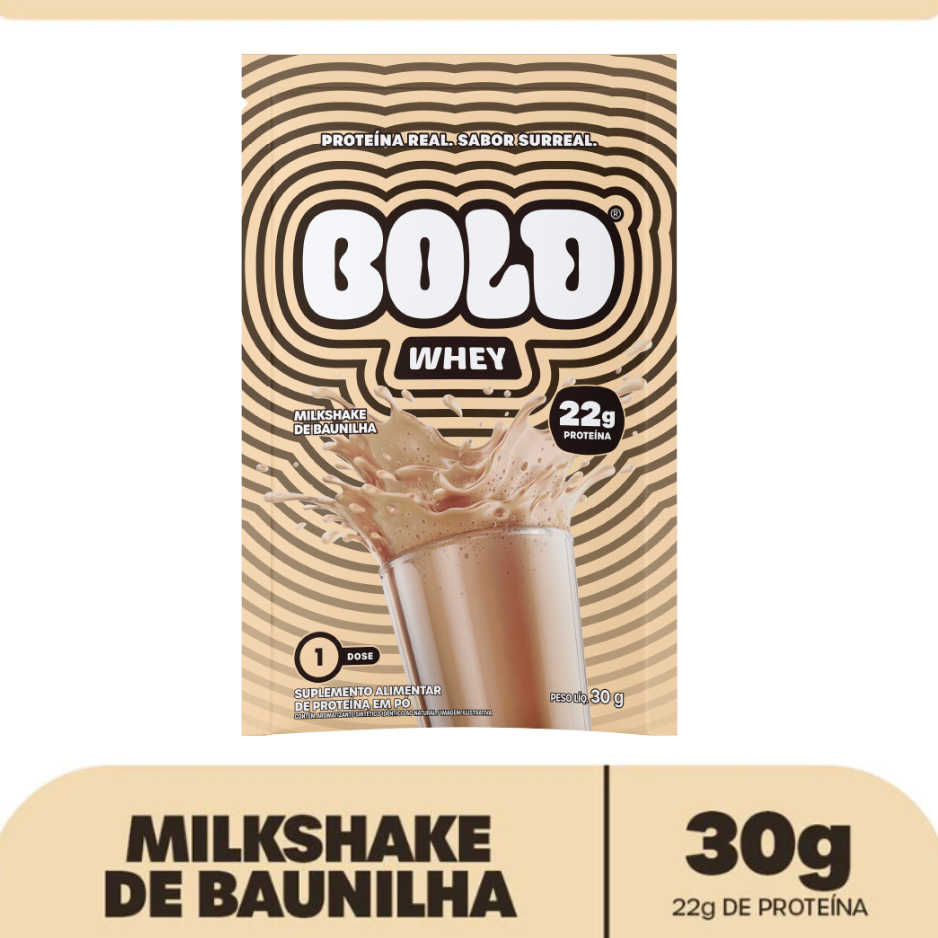 SACHE WHEY BOLD PROTEIN 3W SABOR MILKSHAKE DE BAUNILHA 30G em Oferta na Shopee