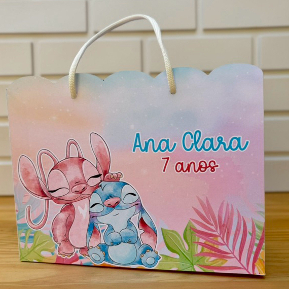 10 Sacolinha Stitch e Angel Personalizado - Sacolinha - Lembrancinha - Mimos - Aniversário STITCH