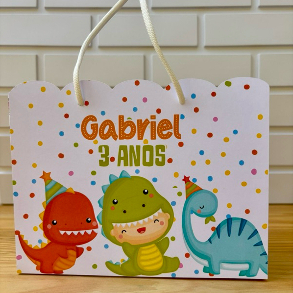 10 Sacolinha Dino Baby - Dinossauro Personalizado - Sacolinha - Lembrancinha - Aniversário